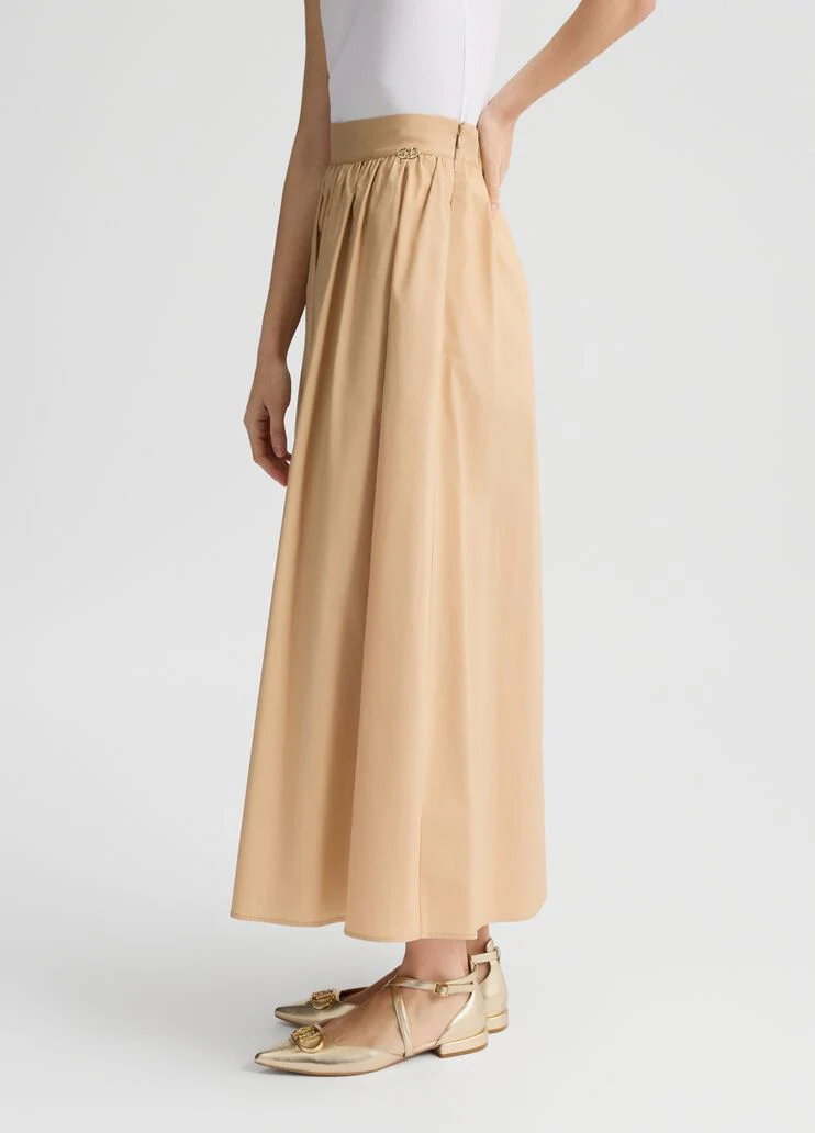 Poplin midi skirt