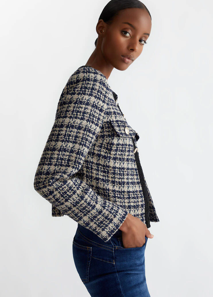 Chequered bouclé jacket
