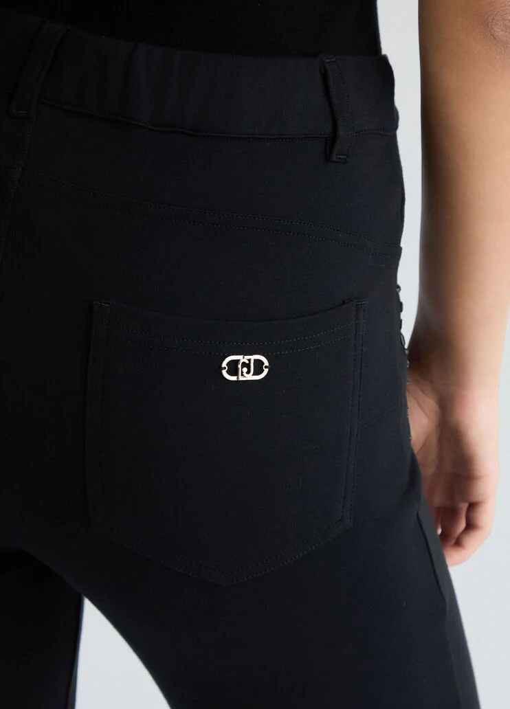 Jersey trousers with gemstones