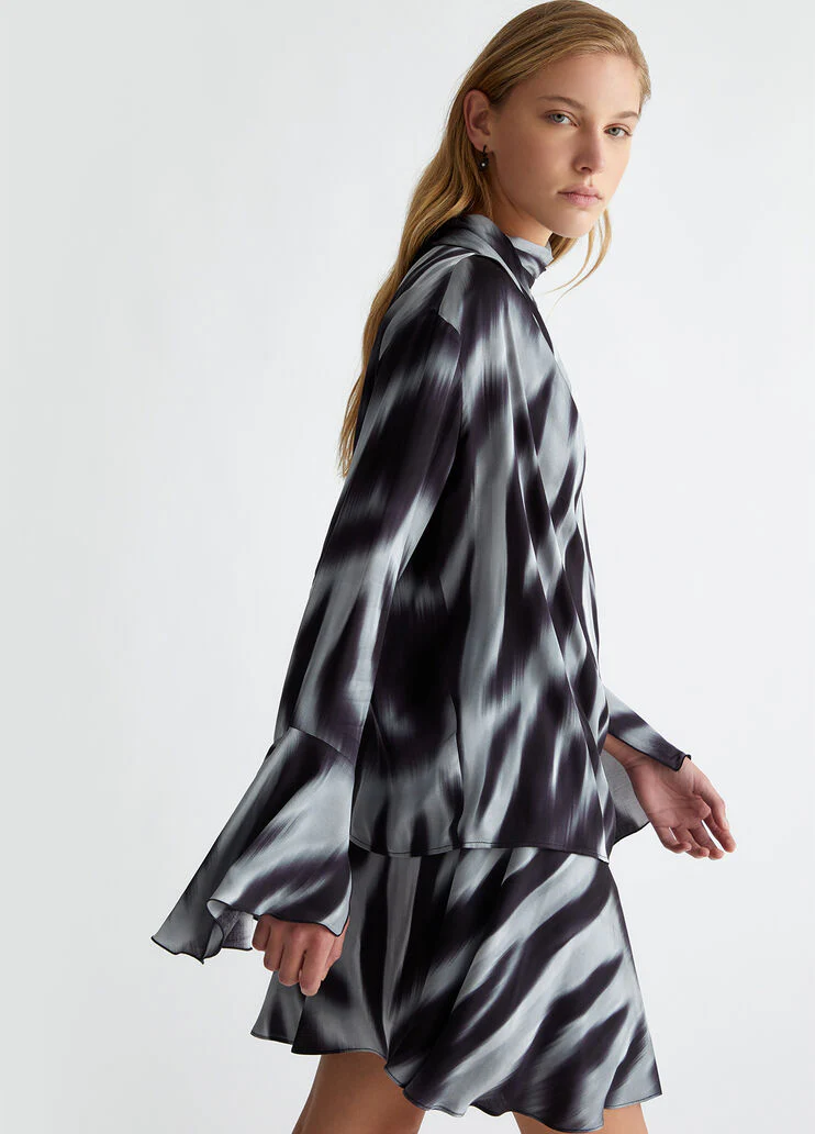 Printed satin blouse