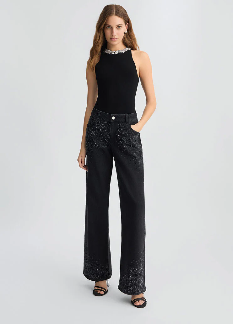 Black top with bejewelled embellishment