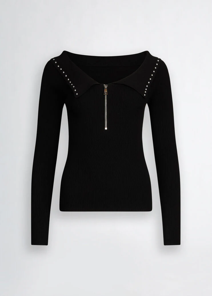 Top with zip and studs