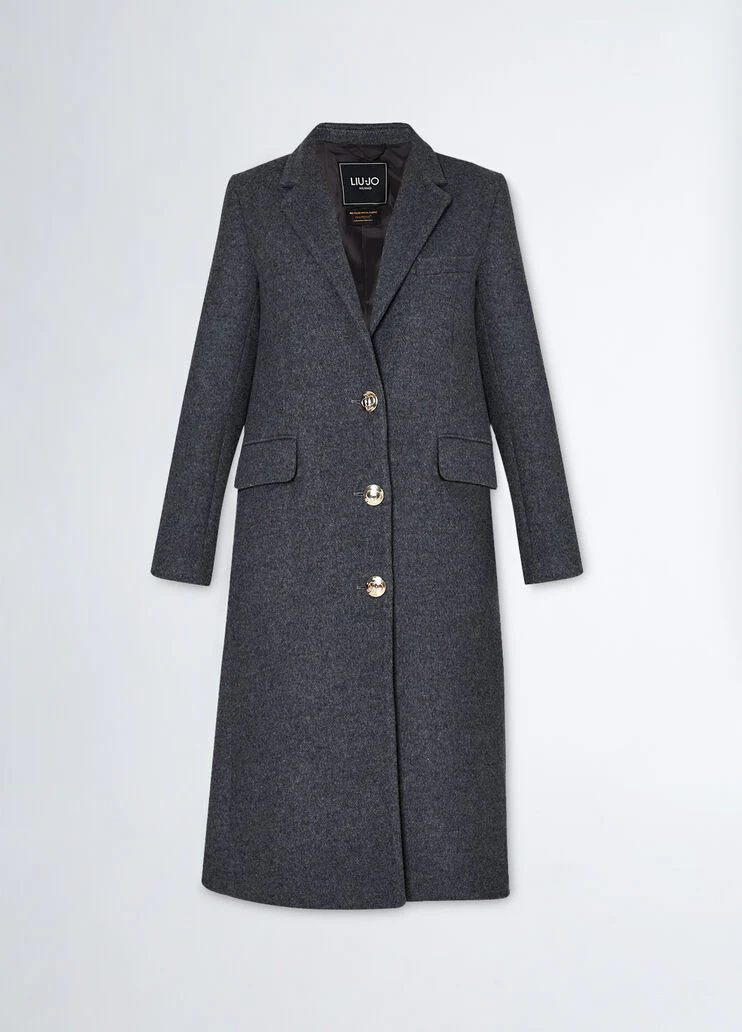 Slim-fit wool-blend coat