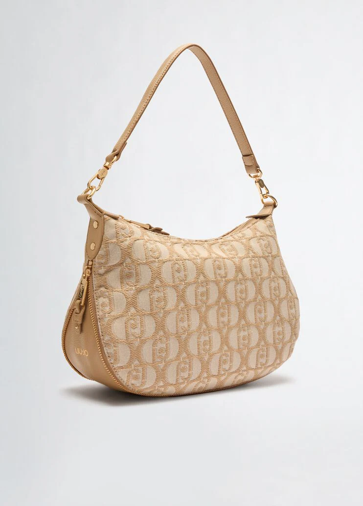 Jacquard shoulder bag with logo