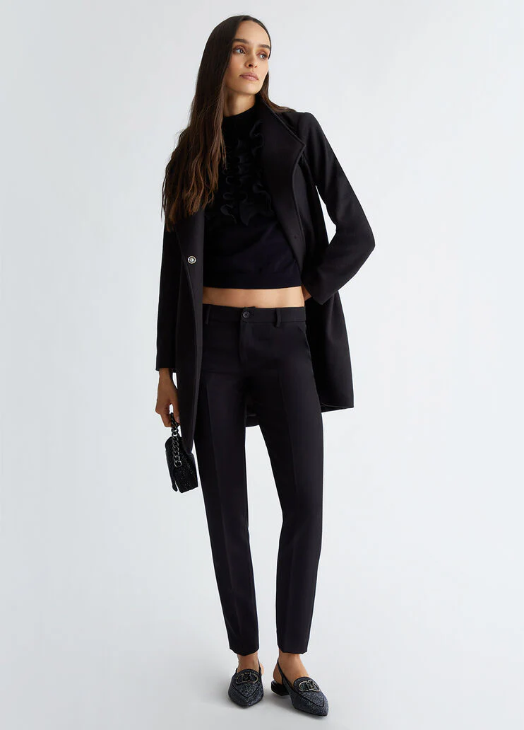 Double-breasted wool-blend coat