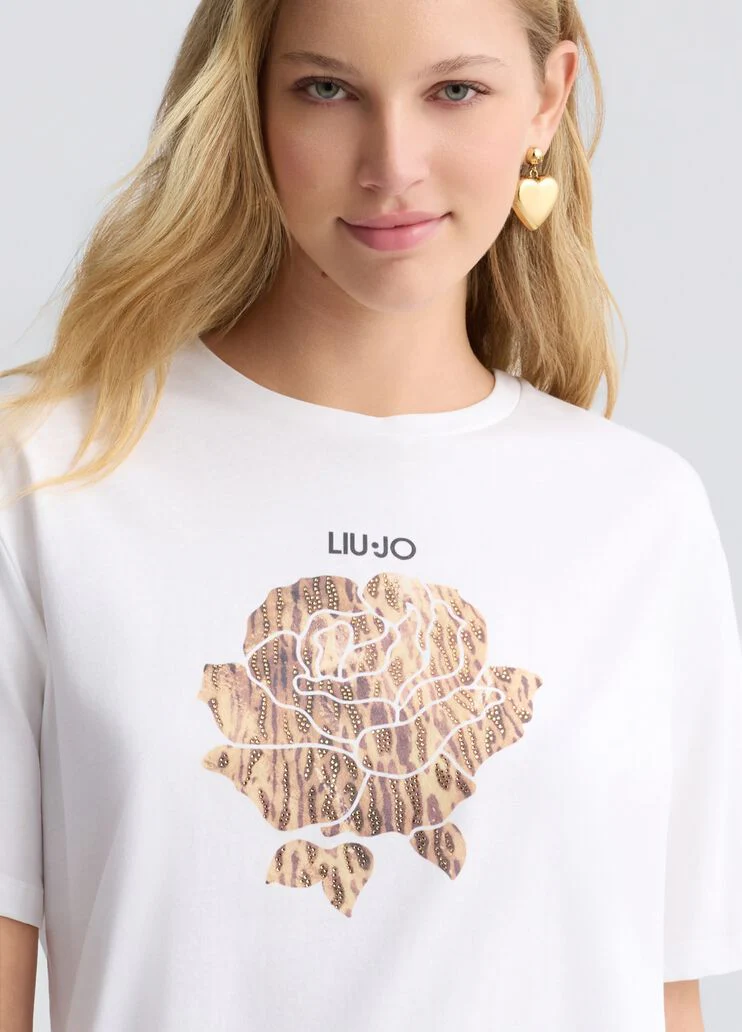 T-shirt with animal-print flower