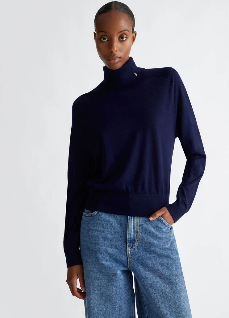 Cotton and cashmere polo-neck