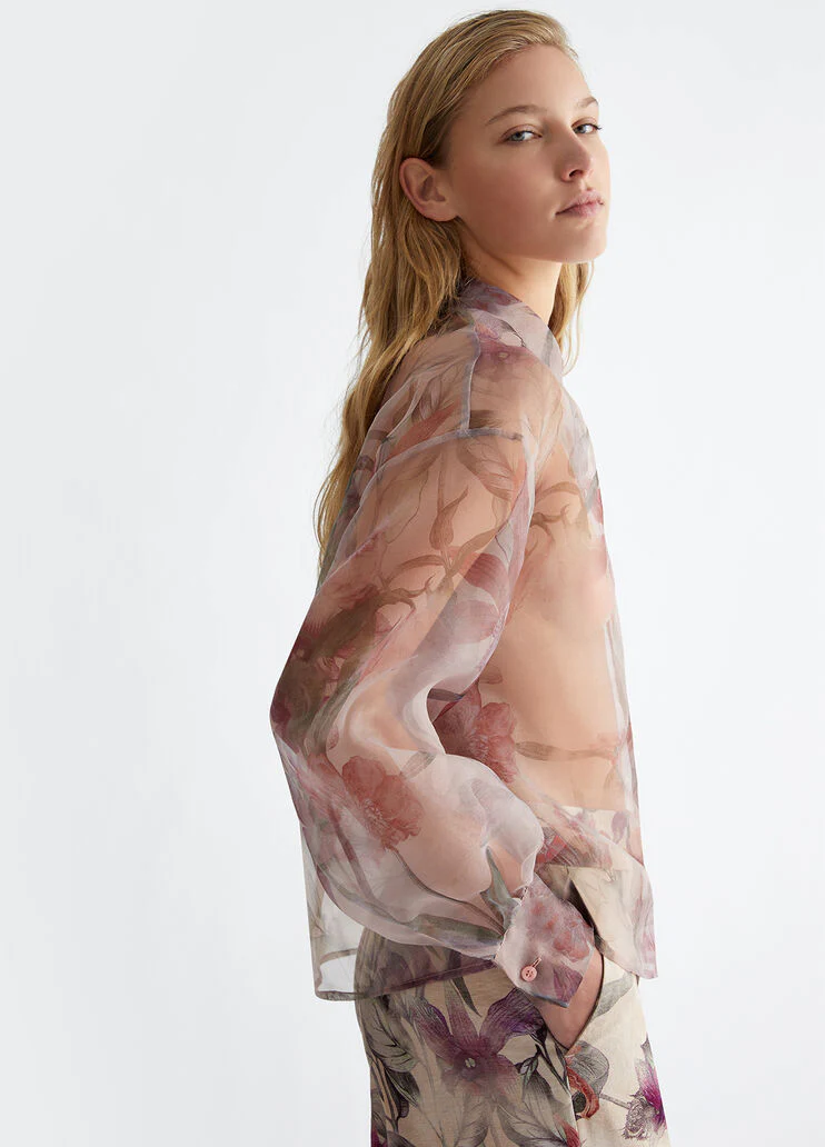 Floral organdy shirt