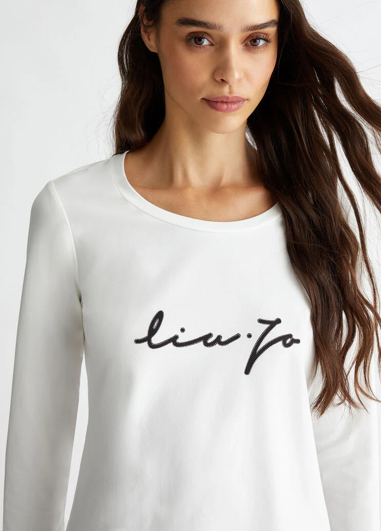 T-shirt with logo and gemstones