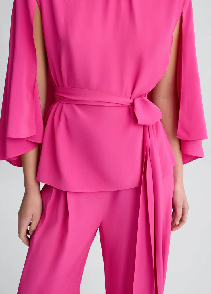 Crepe de chine blouse with belt