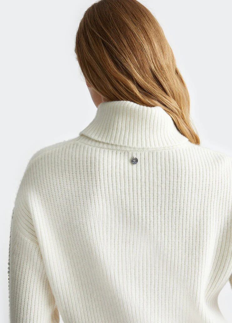 Wool polo-neck with rhinestones