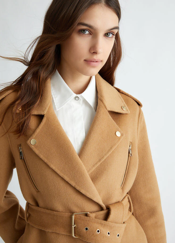 Wool blend biker jacket