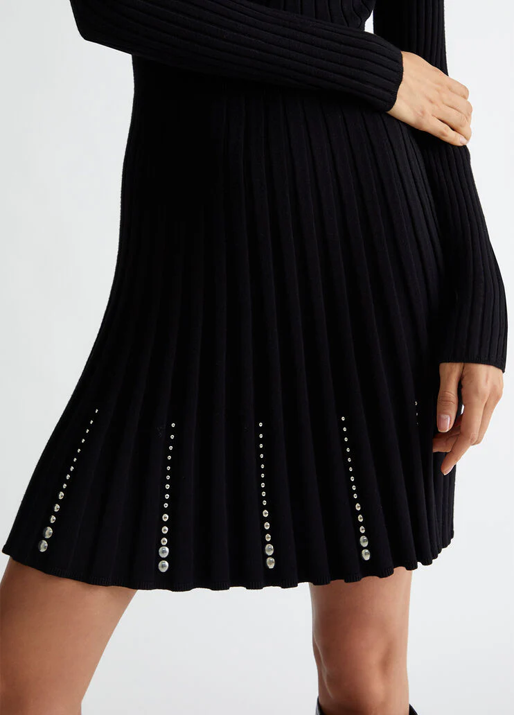 Rib-knit dress with studs