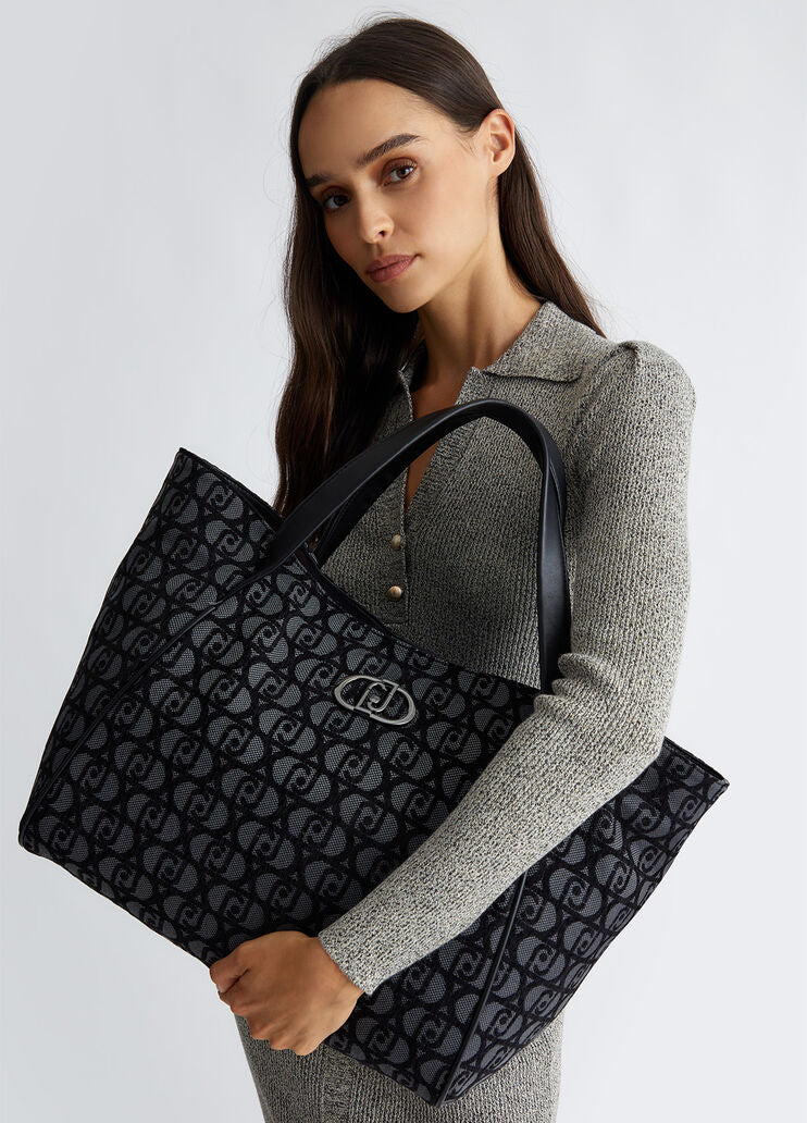 Jacquard shopping bag with logo