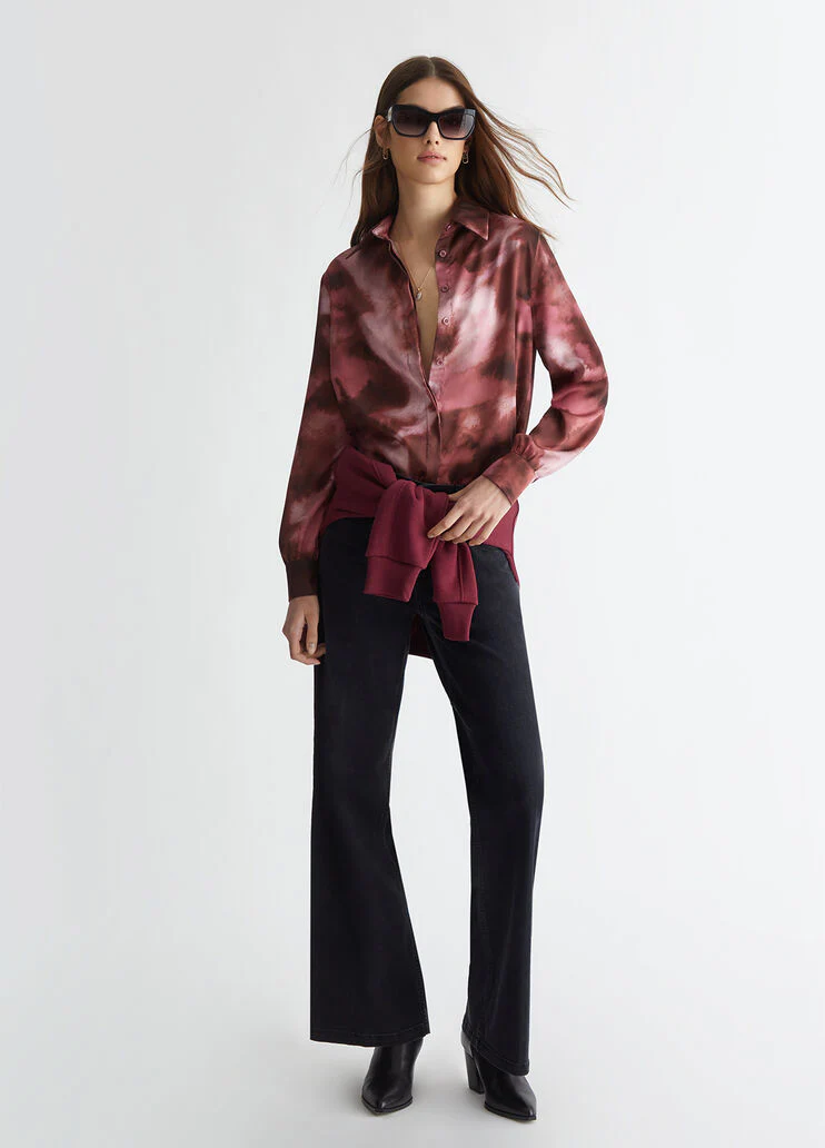 Printed satin shirt
