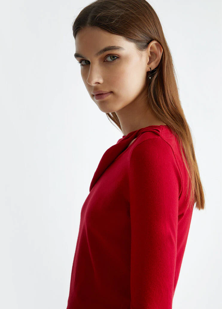 Red top with cut-out