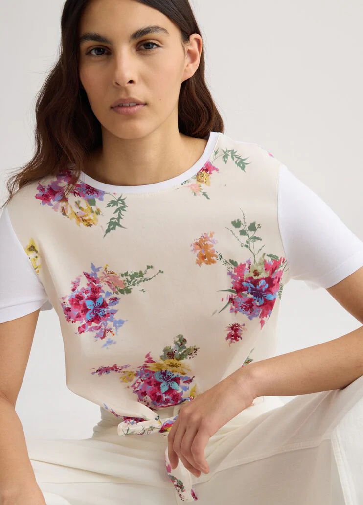 T-shirt with print and knot detail