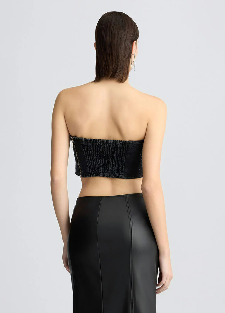 Denim top with rhinestones