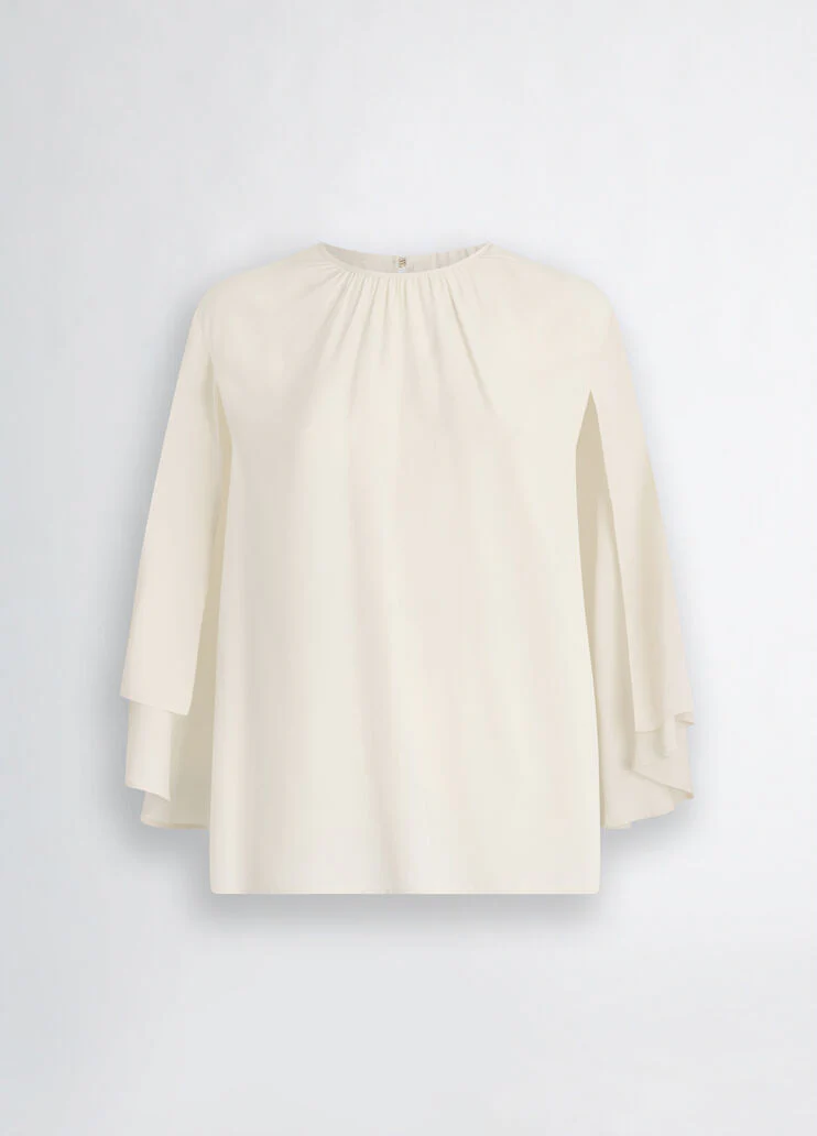 Crepe de chine blouse with belt