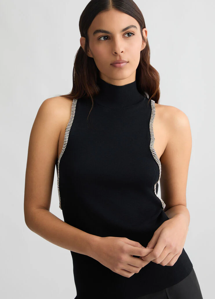 Knit top with rhinestones