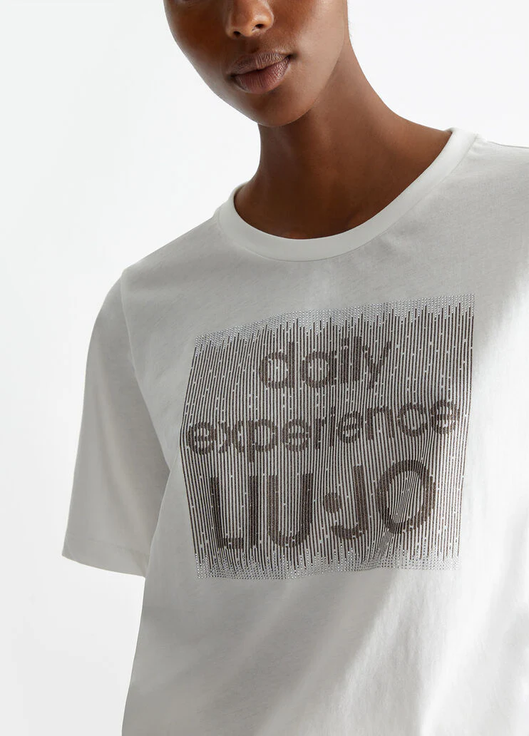 T-shirt with logo and gemstones