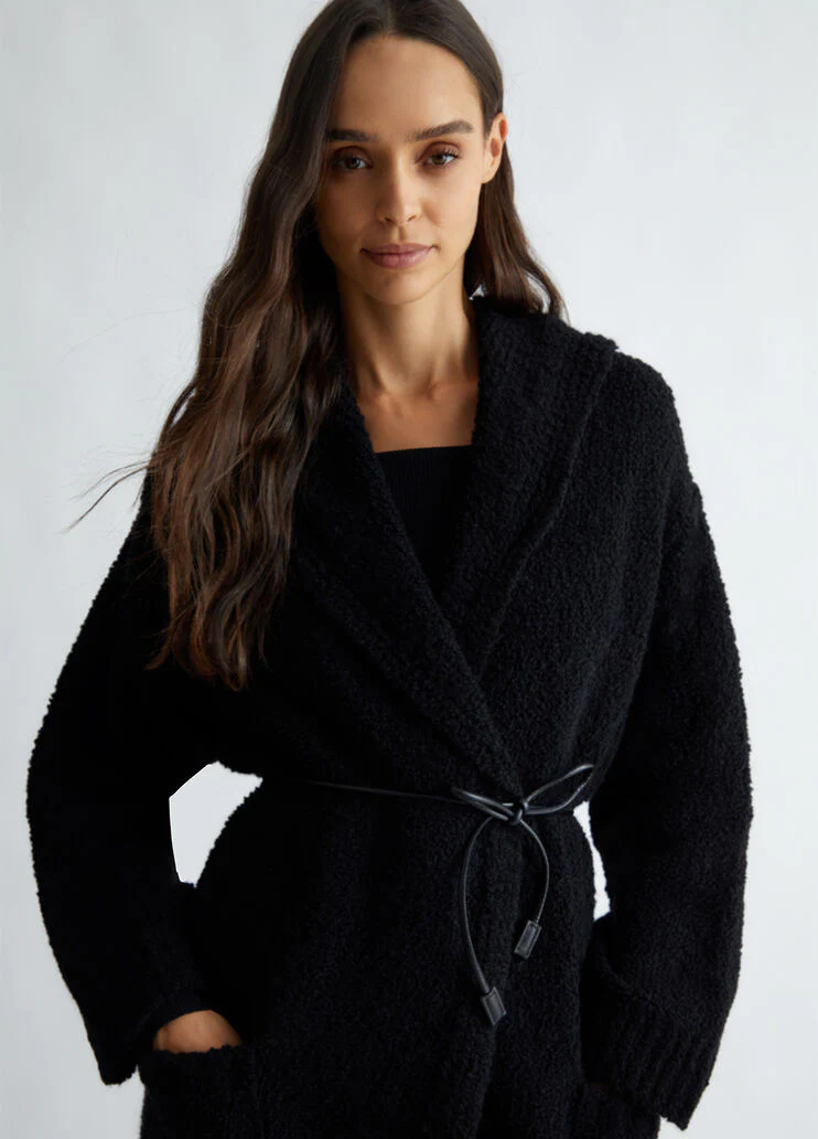 Wool blend knit coat