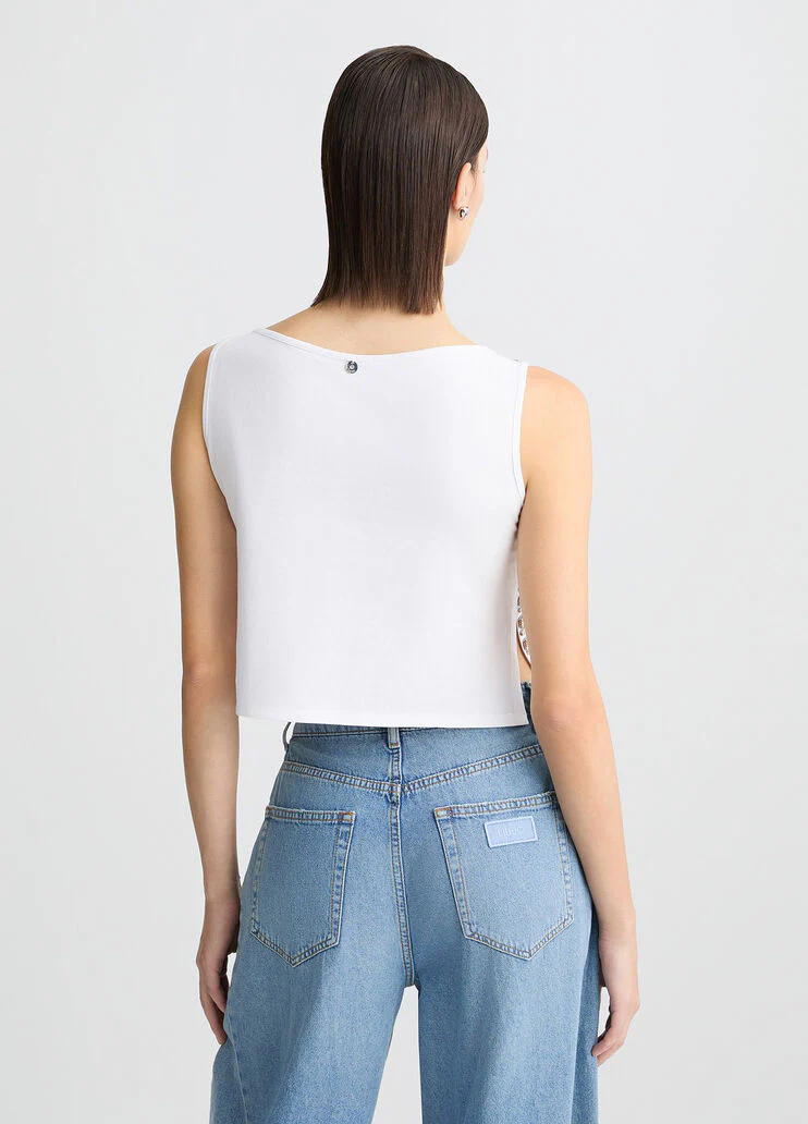 White top with bejewelled embellishment
