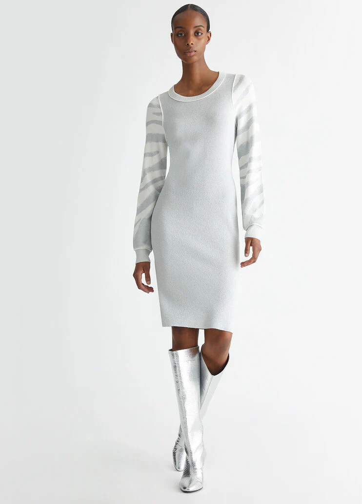 Animal-design knit dress