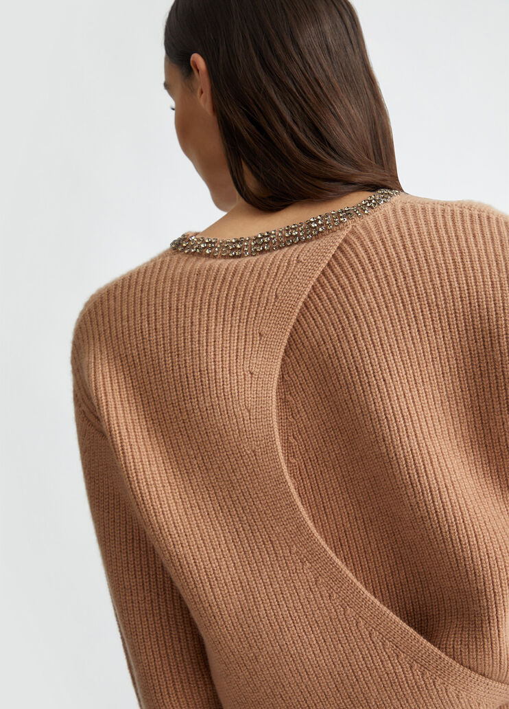 Wool sweater with gemstones