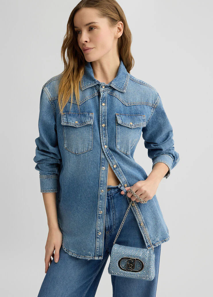 Denim LaPuffy mini bag