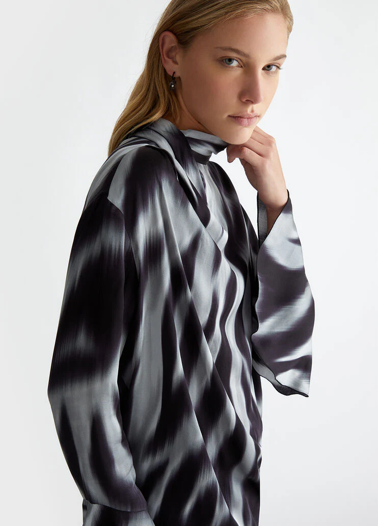 Printed satin blouse
