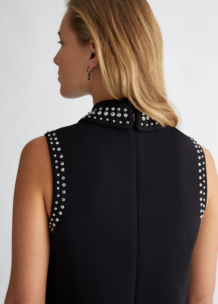 Crepe cady dress with rhinestones