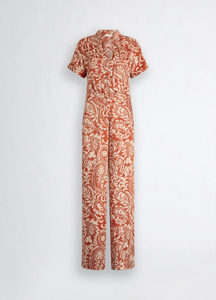 Printed twill jumpsuit