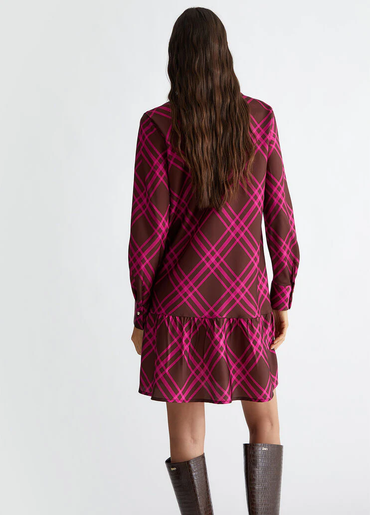 Printed satin shirt dress