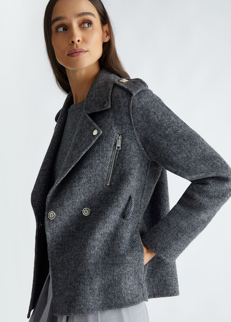 Wool blend biker jacket