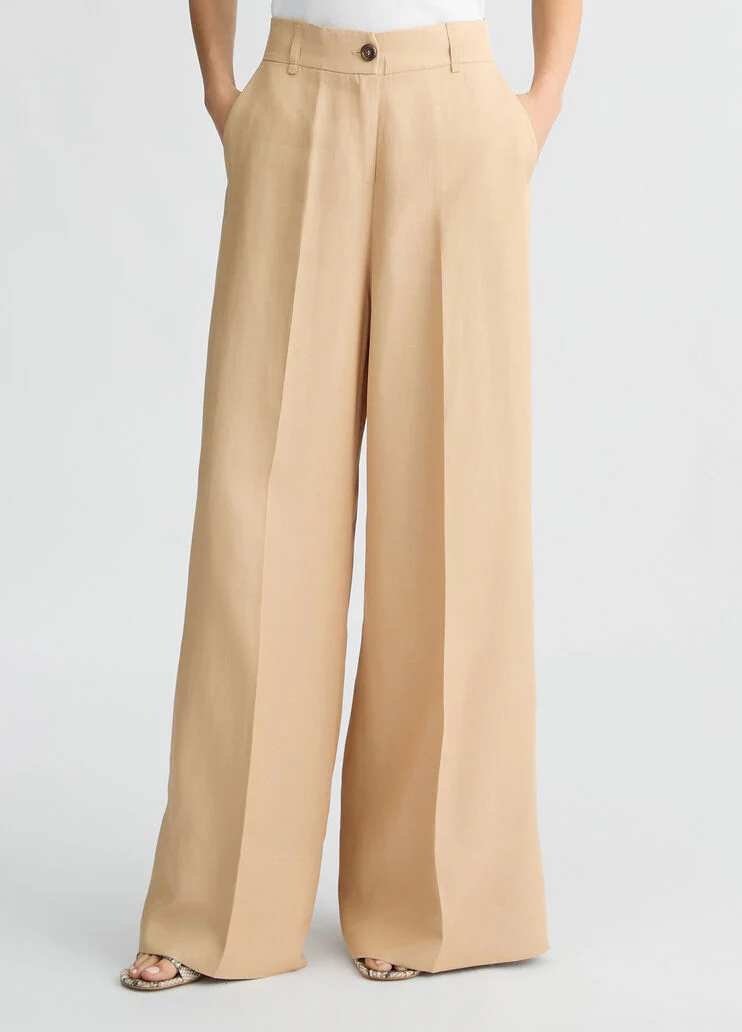Beige wide-leg trousers