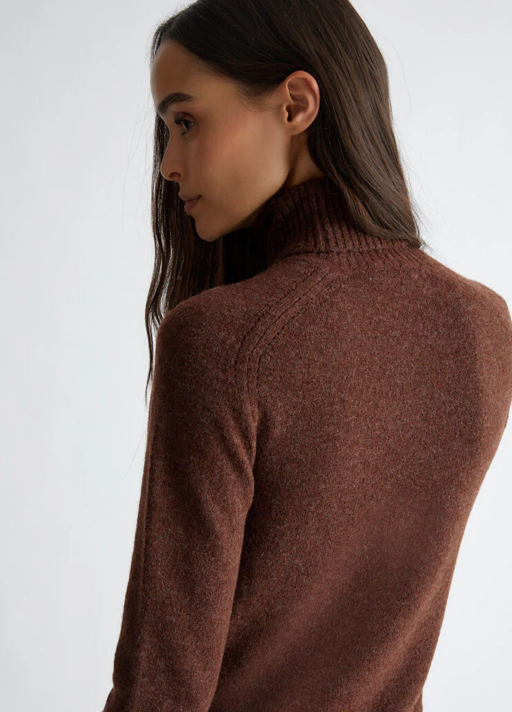 Wool-blend polo-neck with logo