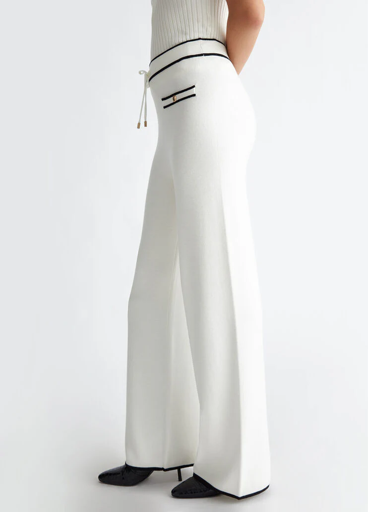 Silk-blend knit trousers