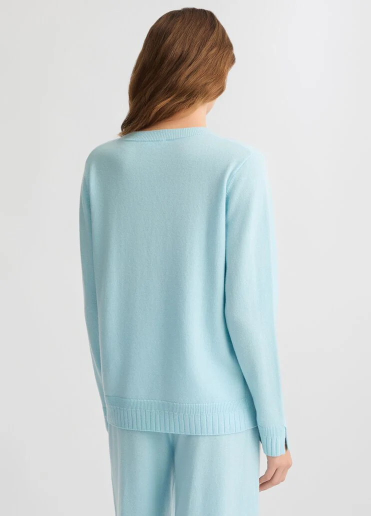 Light blue cashmere and wool jumper