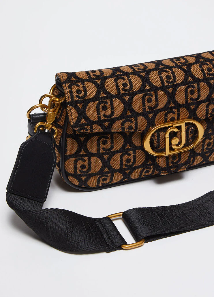 Jacquard shoulder bag with logo