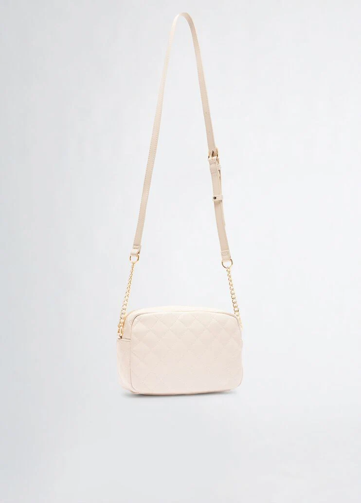 Quilted beige crossbody bag