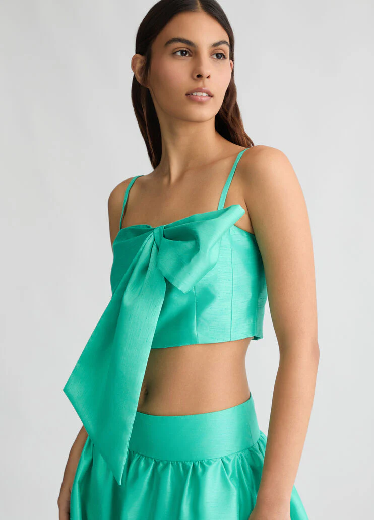 Turquoise top with bow