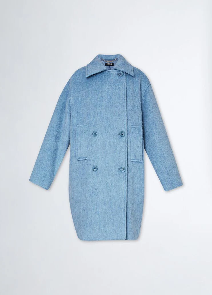 Double-breasted wool-blend coat