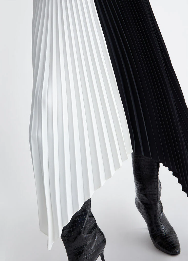 Pleated asymmetrical skirt
