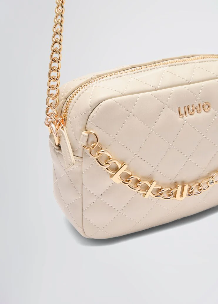 Quilted beige crossbody bag
