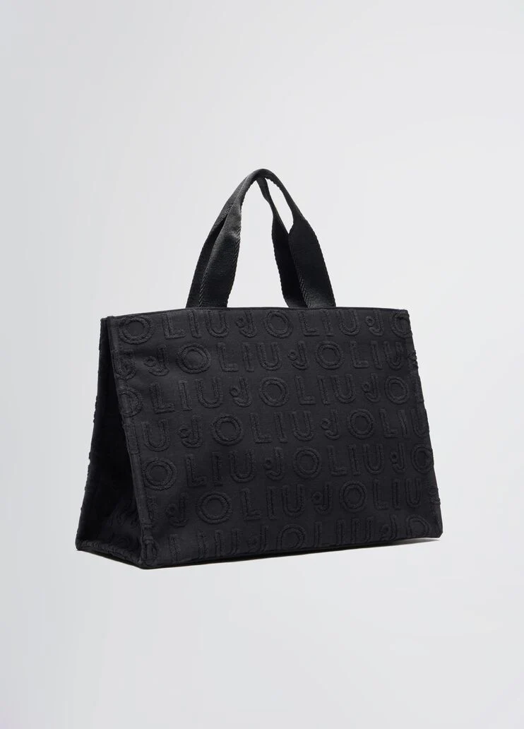 Black jacquard tote bag