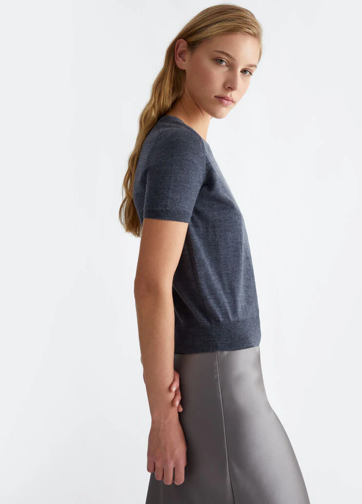 Wool knit T-shirt