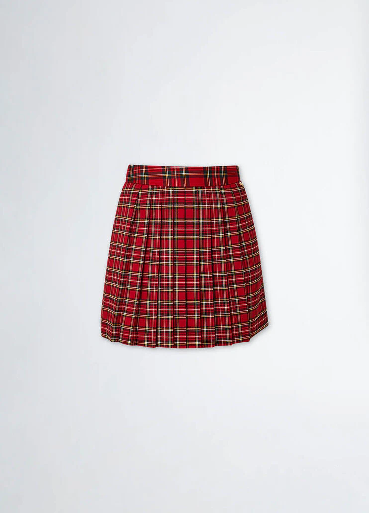 Pleated tartan miniskirt