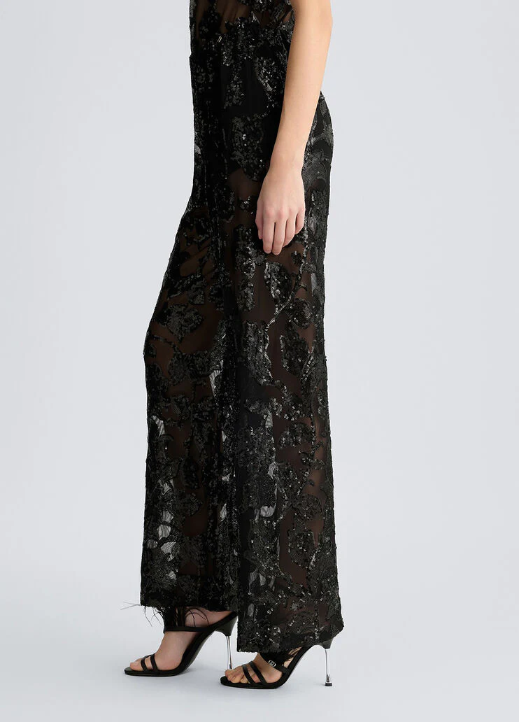 Embellished tulle trousers