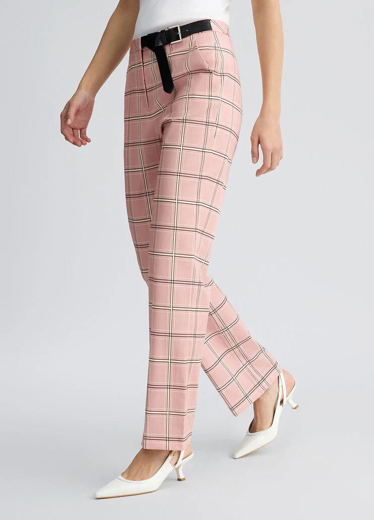 Flared check trousers